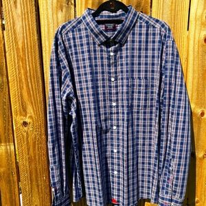 UNTUCKit MENS Navy Plaid Collared Shirt, SZ XXXL